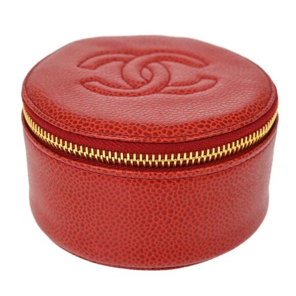 Chanel Red Calfskin Jewelry Case Pouch XX90542